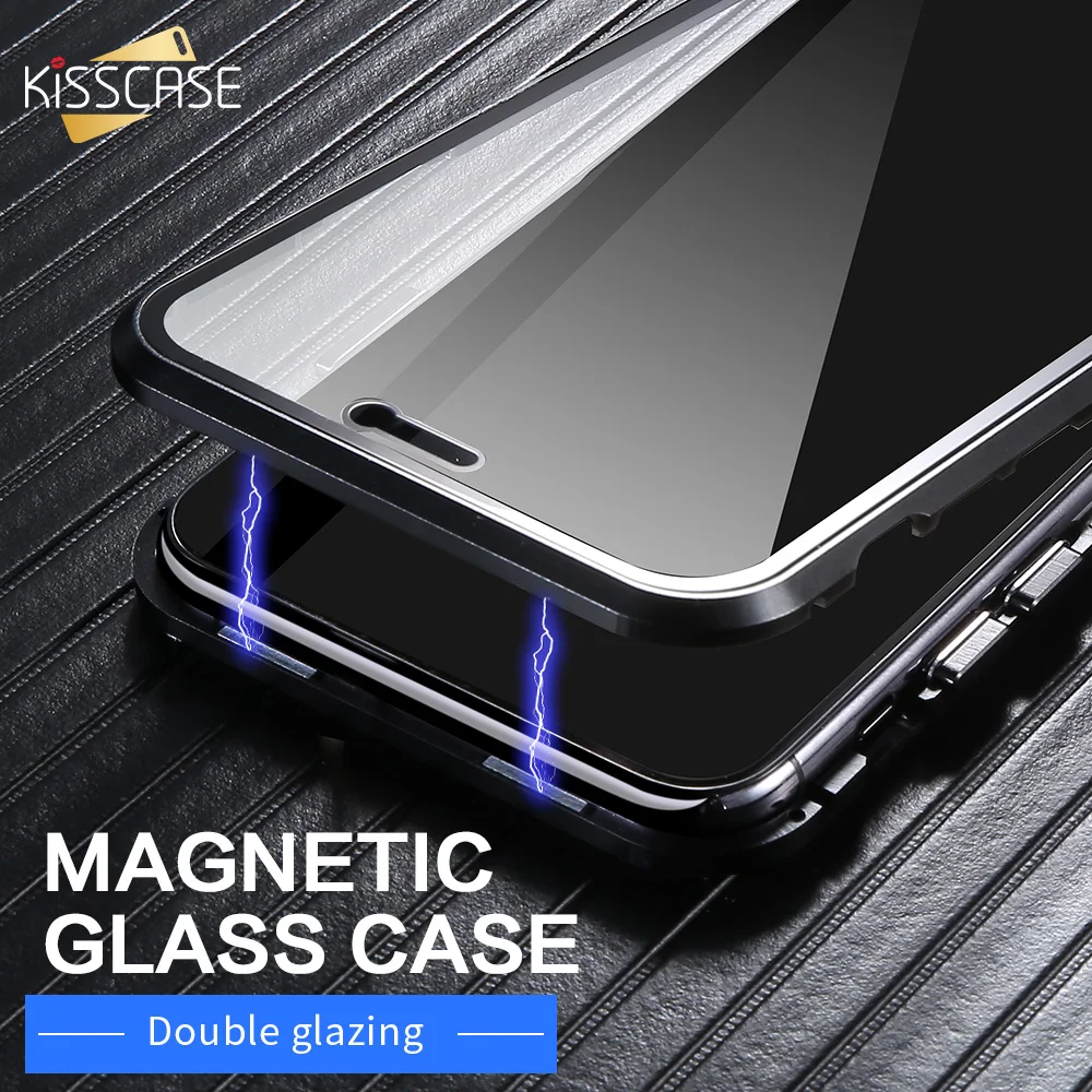 KISSCASE Magnetic King Glass Phone Case For iPhone 11 Pro MAX Tempered Cases XR 7 8 6 6S Plus X XS Back Covers |