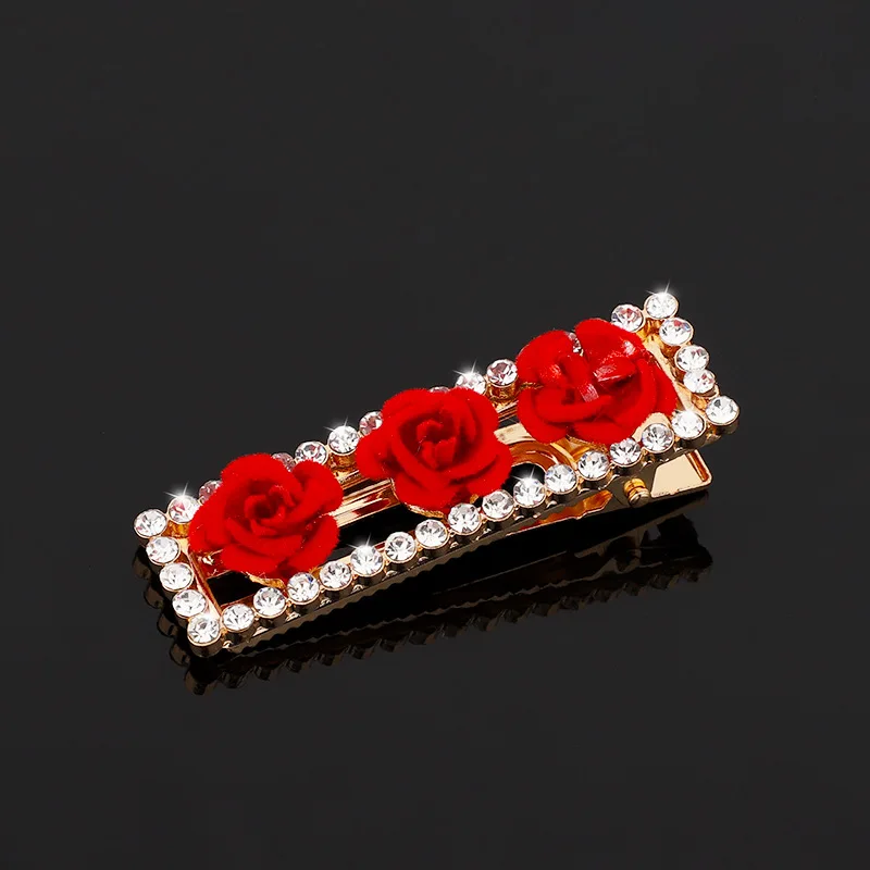 Стразы заколка для волос Аллигатор роза цветок Утконос с кристаллами
