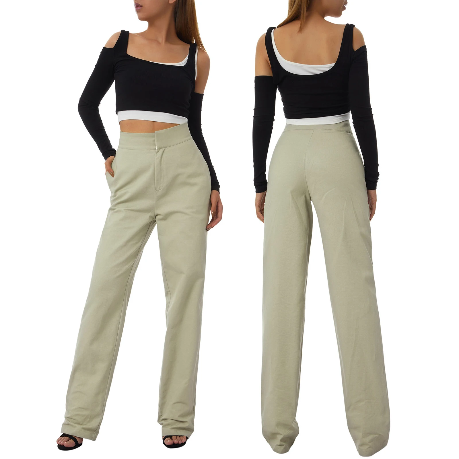 

Women Casual Low-waist Trousers, Adults Color Block Printed Zipper Sports Pants with Pockets 2021 New Fashion