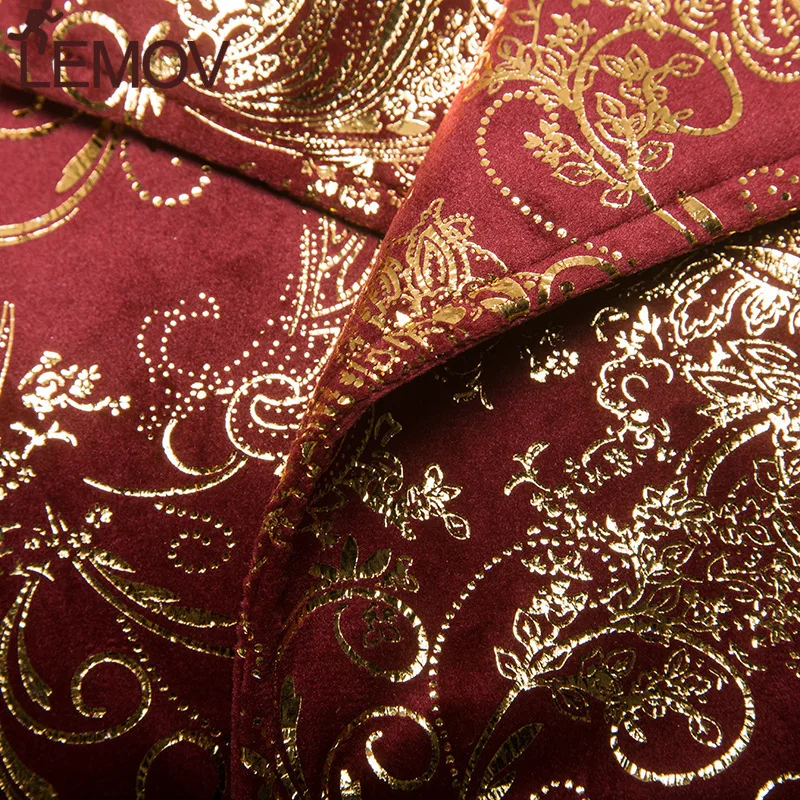 Мужской пиджак золотистого и красного цвета новинка 2018 двубортный с отворотами