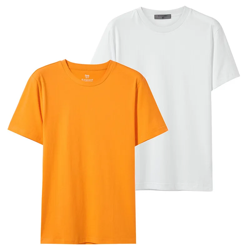 34Orange Giordano футболка мужская две пары комбинированных футболок с коротким рукавом и круглым воротом, две футболки идут в паре и имеют широкий выбор цвет и размеров - Цвет: 34Orange