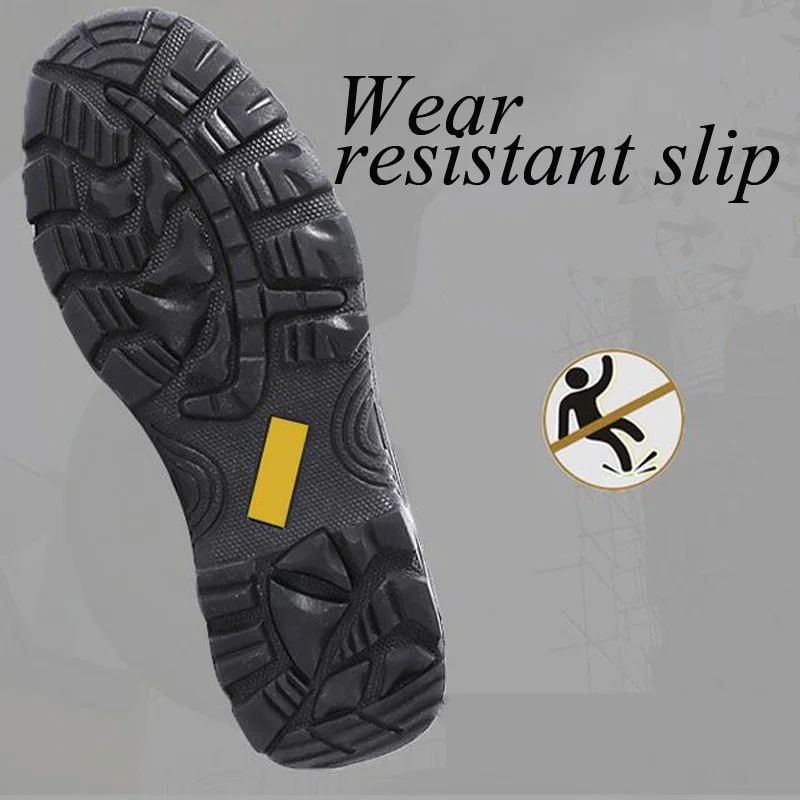 Safety Shoes And Hats Steel Toe Men's High Oxford Outsole Work Shoes Non-slip Breathable Mesh Shoes Hiking Wear-resistant DXZ078