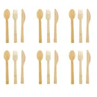 Новый экологически чистый набор посуды, набор бамбуковых столовых приборов, деревянный нож, вилка, ложка, набор столовых приборов, биоразлагаемая кухонная утварь