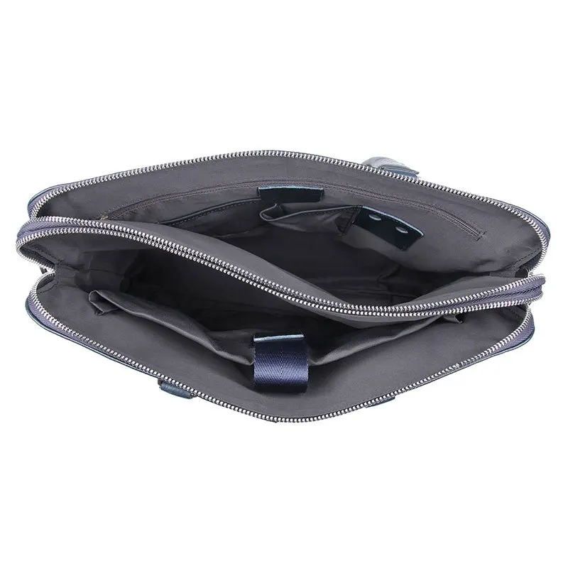 Nesitu Highend Black Chocolate Blue Genuine Leather 14'' Laptop Office Men's Briefcase Business Messenger Bag A4 Portfolio M7412