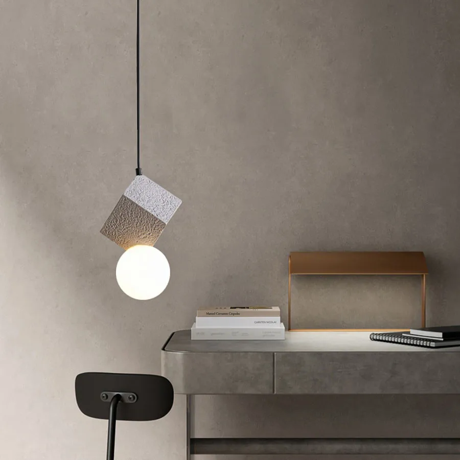 

E27 Nordic Cube Pendant Light Resin Honeycomb Stone Pink Hanging Lamp Dining Room Bedroom Loft Cafe Bar Decor LED Lamp