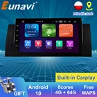 Автомагнитола Eunavi, мультимедийный Анализатор на android 10, с GPS, Wi-Fi, без DVD, для BMW E39, E53, X5, типоразмер 2 din