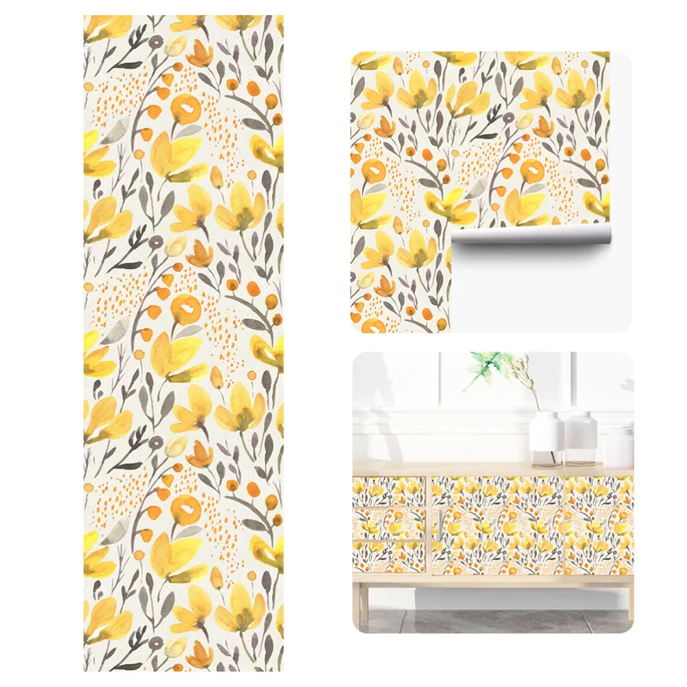 Желтые цветы шаблон декоративные обои самоклеящиеся фон Стикеры Наклейка на
