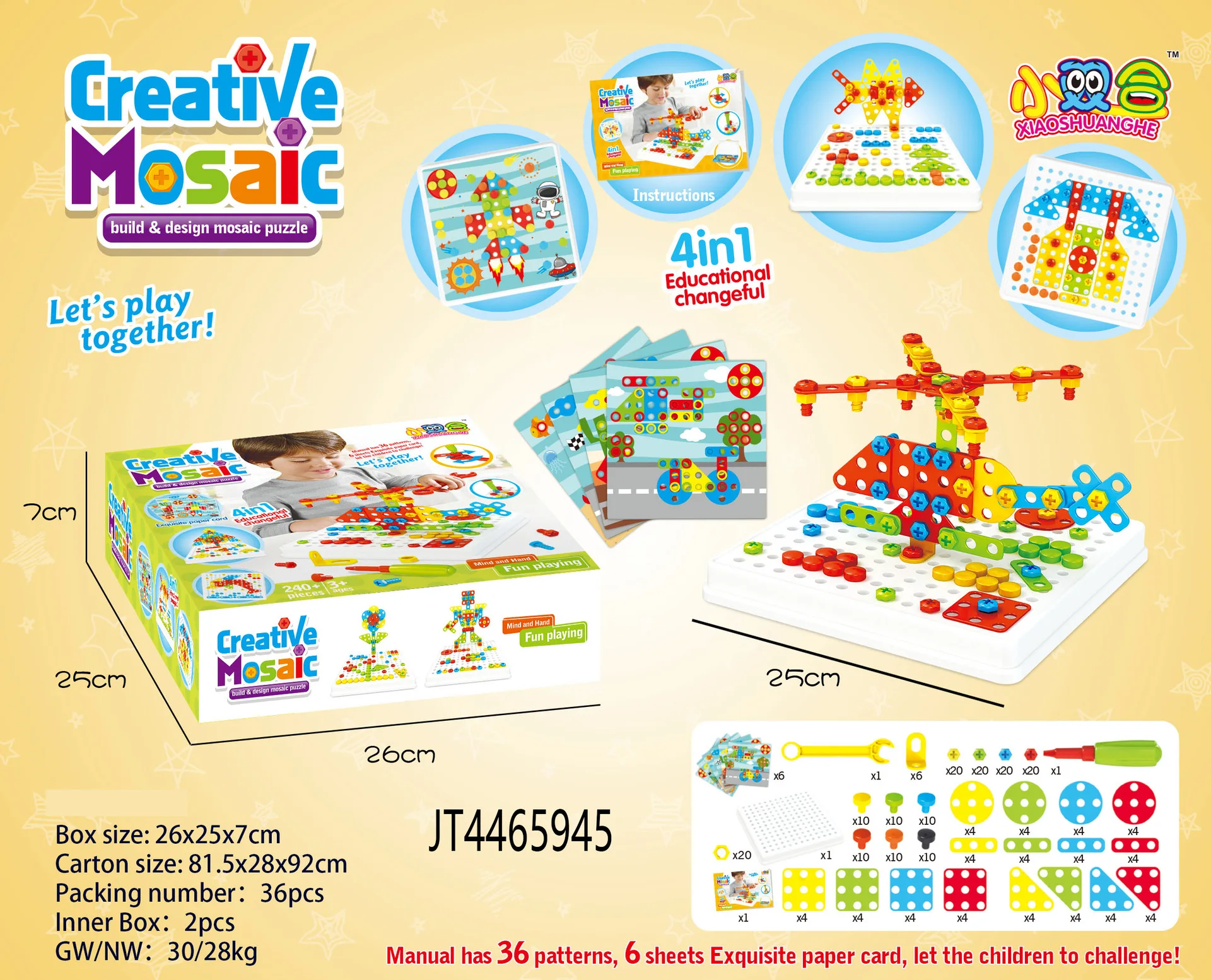 

Children's DIY 3D Building Block Platter Mushroom Nail Assembling Toy Manual Screw Creative Magic Plate