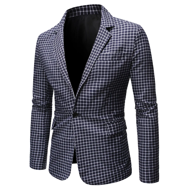 

2019 Autumn and Winter Leisure Suit New Check Single Button Men's Suits Blazer Masculino Blazer Hombre