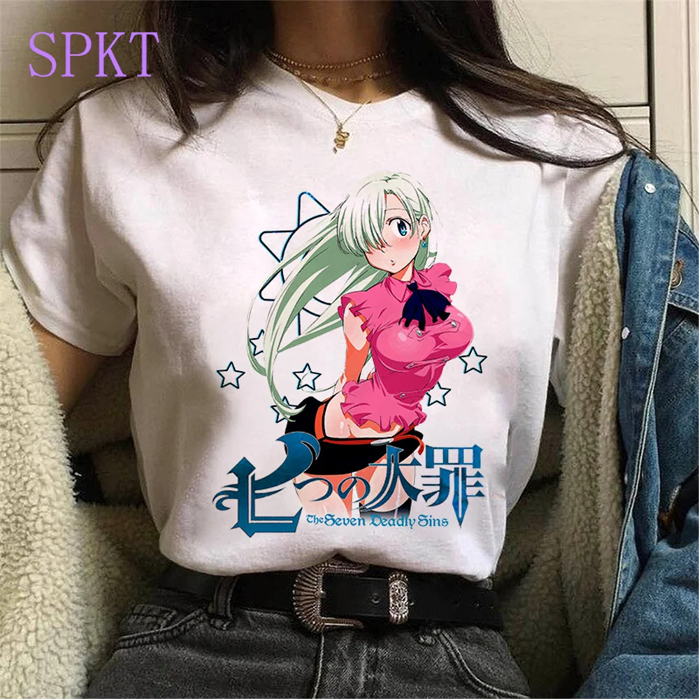 

Seven Deadly Sins anime t shirt women Elizabeth Minimalist Kawaii cartoon Tees gothic punk oversized casual women/men's T-Shirts