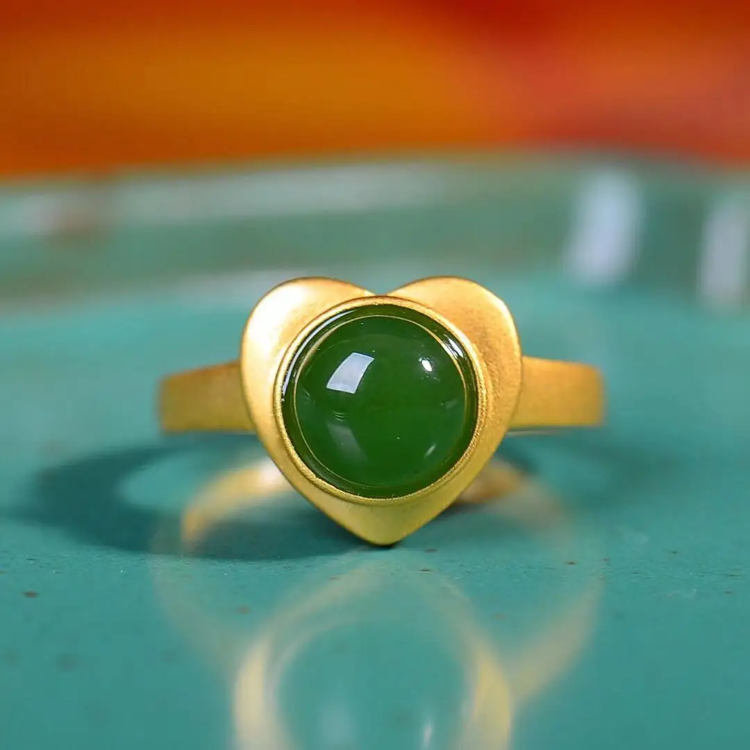 

Natural 925 Silver Inlaid Hetian Jade Square Ring