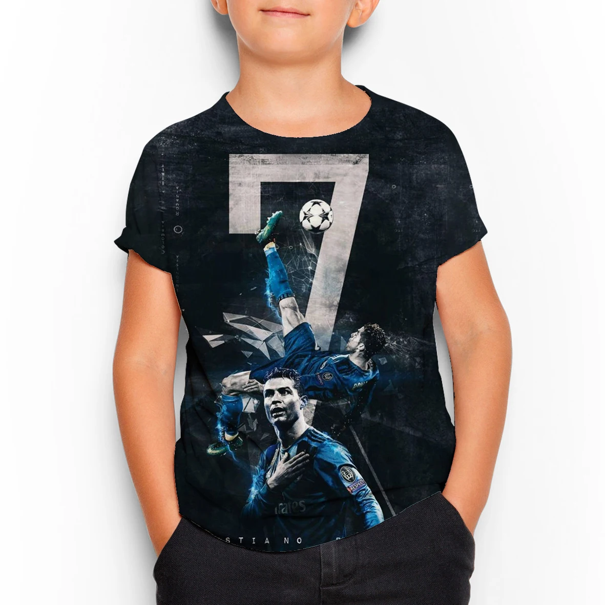 

2021 Summer C Ronaldo Funny Print Children's Clothing Teens T-shirt 3D Cartoon Boys Girls T Shirt O-Neck Oversized T-shirt Tops