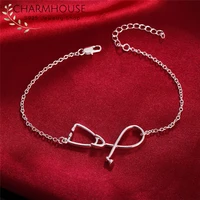 charmhouse pure silver 925 bracelets for women doctor link chain bracelet wristband pulseira new arrival fashion jewelry gifts