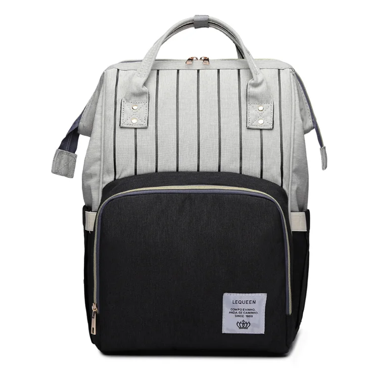 black stripe LEQUEEN модная сумка для подгузников для мам, Большая вместительная Детская сумка, дорожный рюкзак для кормления, сумка для ухода за ребенком, ручная сумка для подгузников - Цвет: black stripe