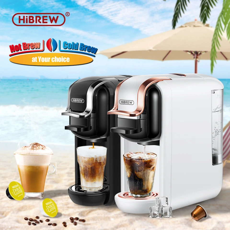 

HiBREW Coffee Machine Cafetera Hot/Cold 4in1 Multiple Capsule 19Bar DolceGusto-Milk&Nexpresso Capsule ESE pod Ground Coffee H2A