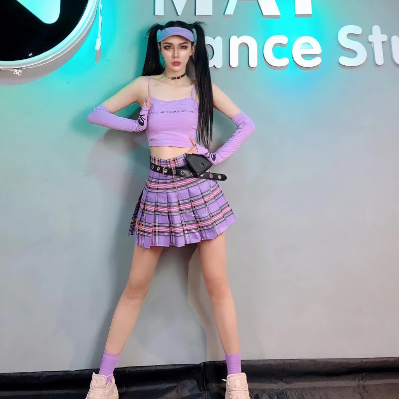 

Nightclub Festival Clothing Dj Ds Stage Performance Suit Women Dancer Group Purple Clothes Jazz Pole Dancing Costumes DQL5646