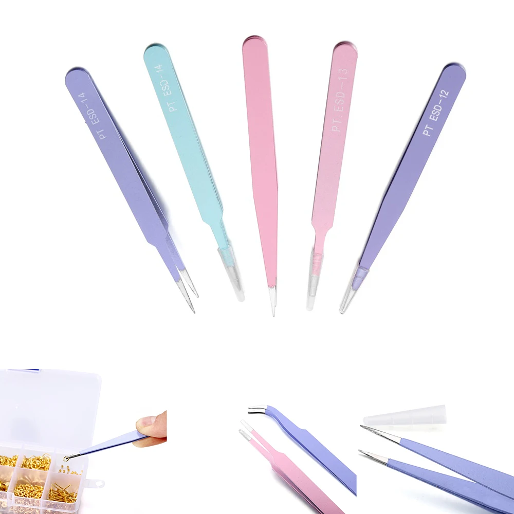 1 шт. 3 цвета антистатические отличное качество пинцет изгиб длинный нос крестик