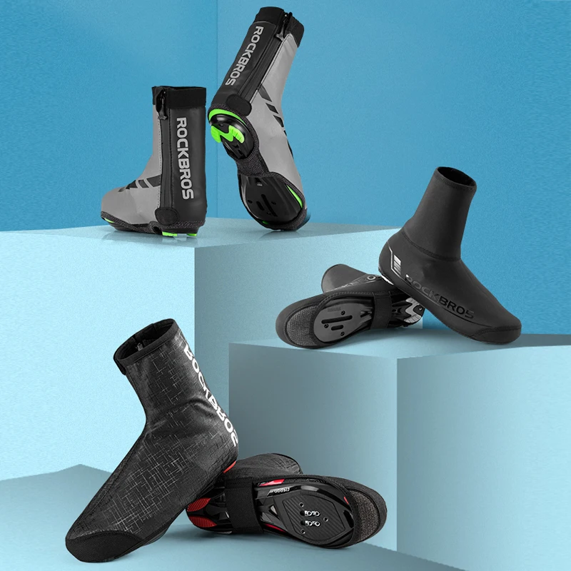 

ROCKBROS Winter Waterproof Cycling Shoe Cover Reflective Thermal Elastic Rainproof Bike Shoe Cover Cycling Overshoes Boot Covers