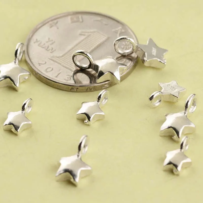 2 шт. настоящий чистый 925 пробы серебряный кулон в виде звезды пентаграммы для