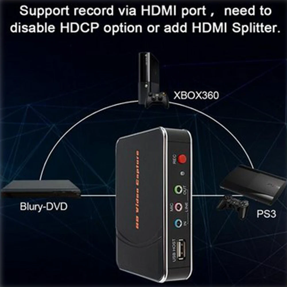 HD игровая видеозахвата 1080P HDMI рекордер для PS4 с одним щелчком без ПК не задал никаких настроек
