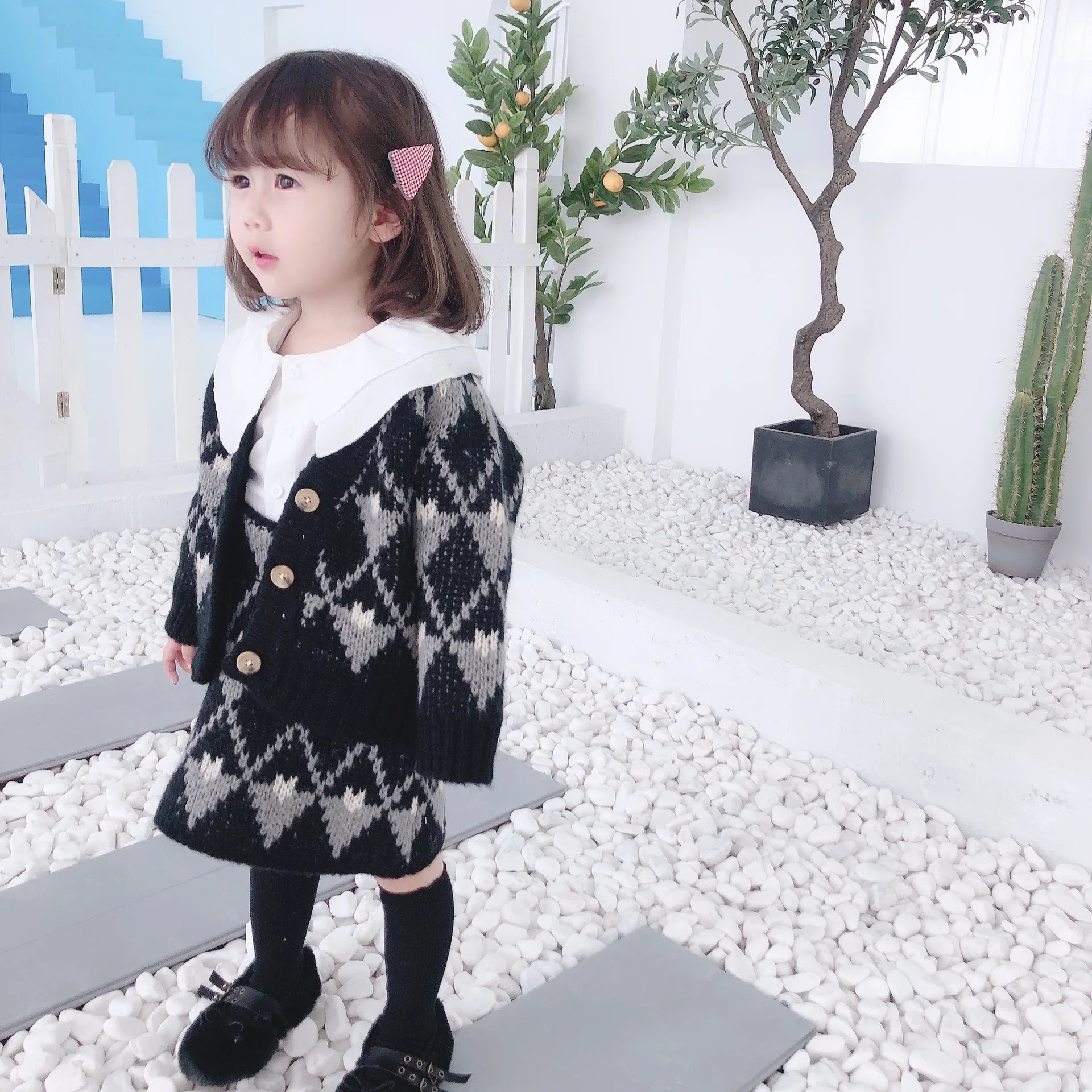 Весна-Осень 2019 одежда для маленьких девочек комплект одежды из бутика свитер с