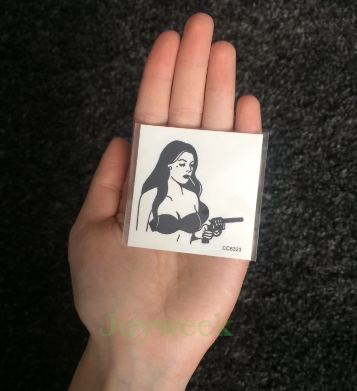 Водонепроницаемые временные тату-наклейки для женщин с пистолетом винтажные