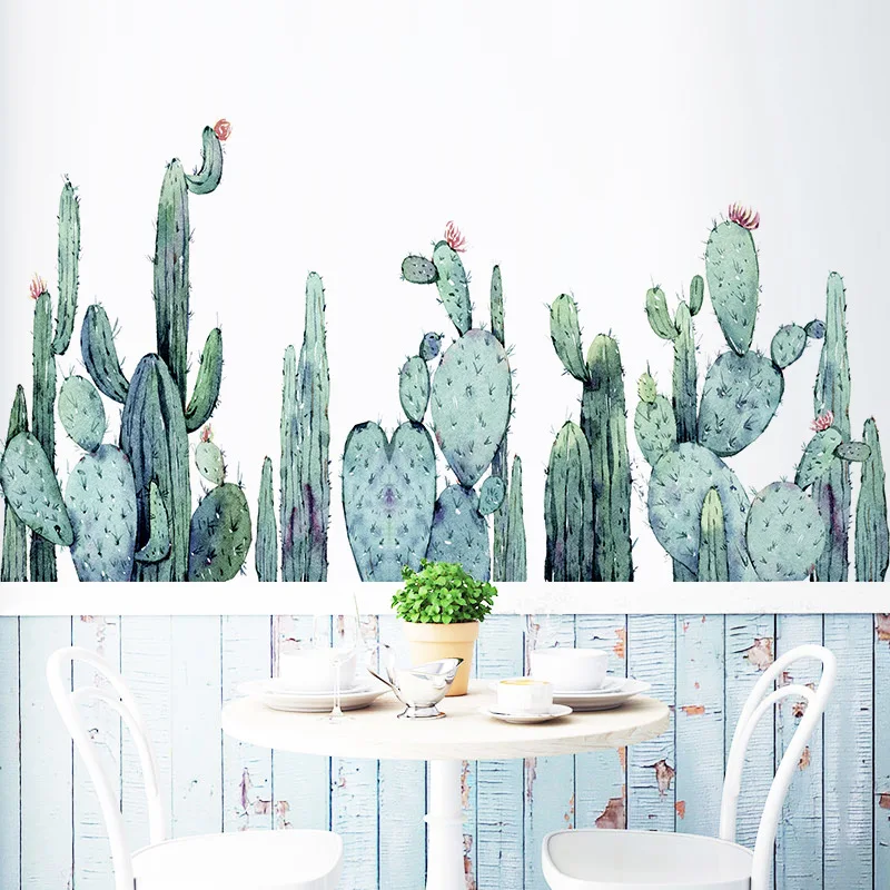 

Cactus Plant Wall Stickers for Kids Room Bedroom Corridor Skirting Line Decorative Murals Kindergarten Wallpaper
