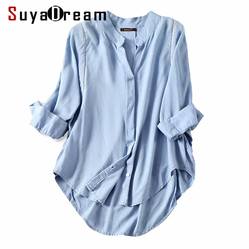 SuyaDream Женская Осенняя блузка 50% хлопок лен с рукавом 3/4 белые блузки Офисная