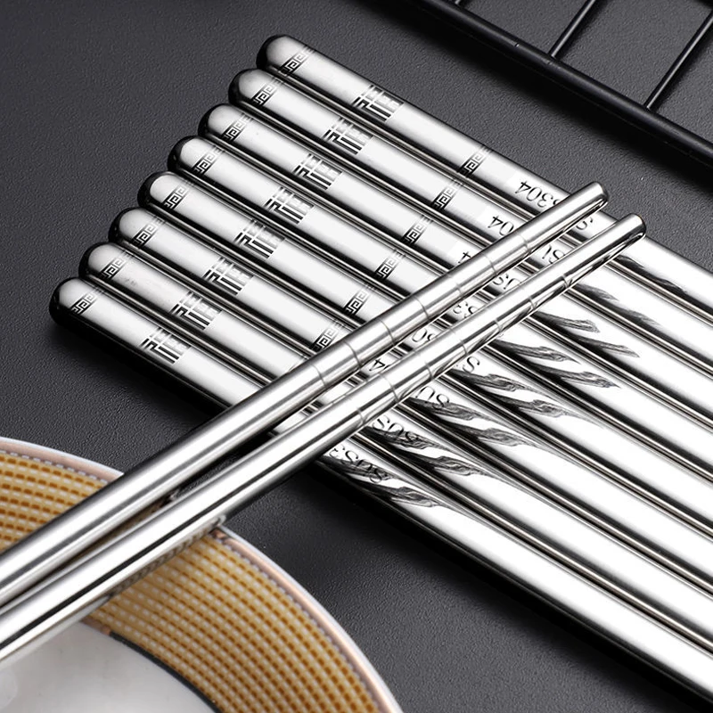 

Chopsticks Non-Slip Stylish Healthy Light Weight Chinese Stainless Steel Reusable Metal Chopstick for Sushi Food Tableware