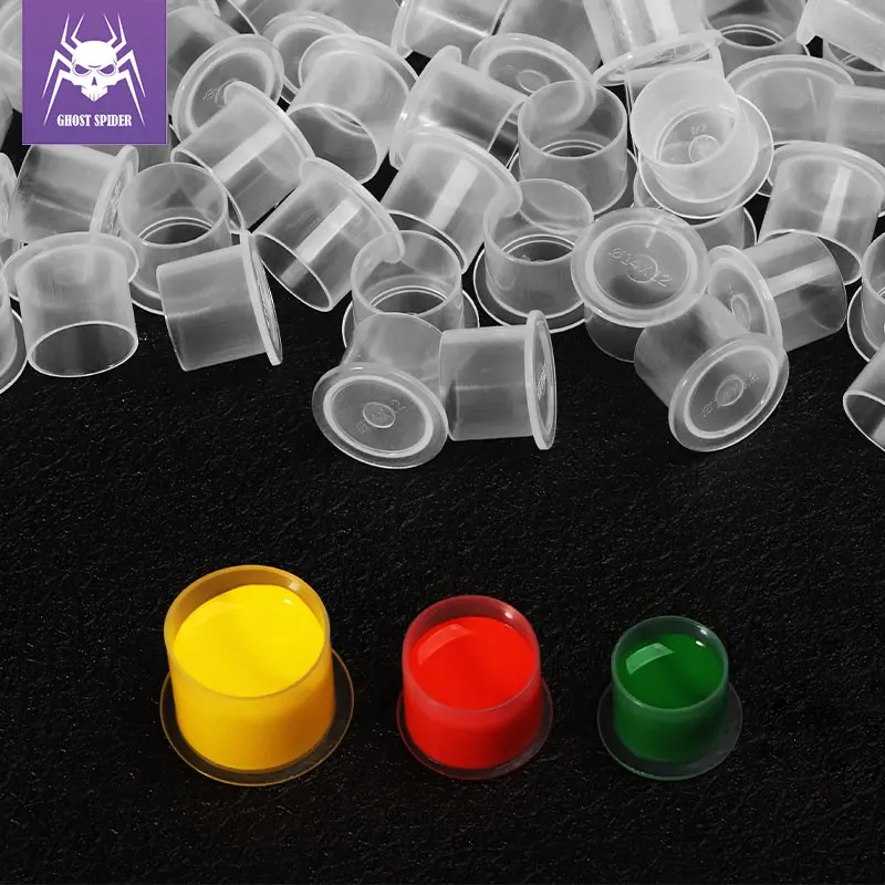 

Professional 500pcs Disposable Plastic Tattoo Ink Cups Permanent Makeup Pigment Clear Holder Container Cap