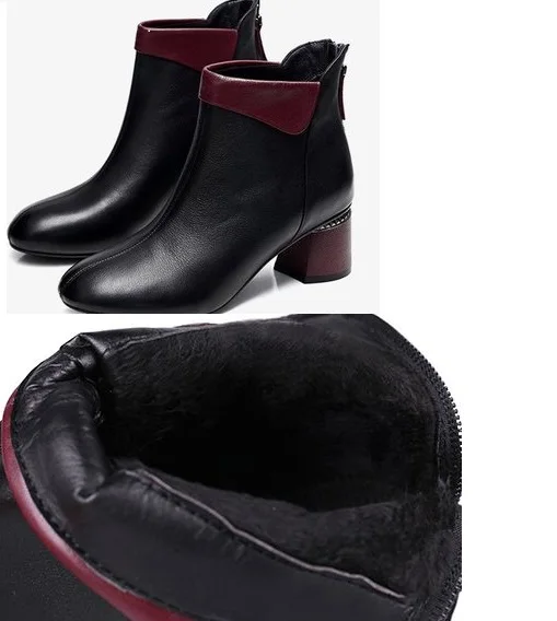 Black cotton Новинка года; женские ботинки; осенние женские ботильоны на высоком каблуке; зимние ботинки; модные офисные кожаные ботинки; Размеры 35-42 - Цвет: Black cotton