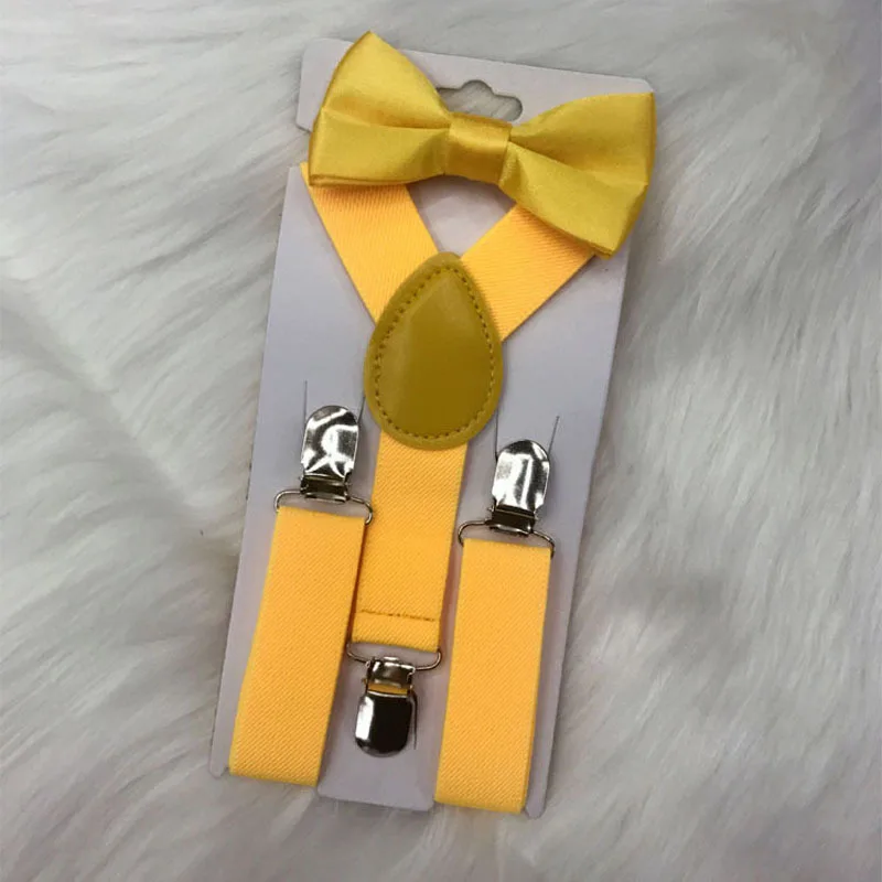 

Children Solid Color Suspenders Bow Tie Set Polyester Y-Back Braces Child Adjustable Bowtie Fashion Accessories Set