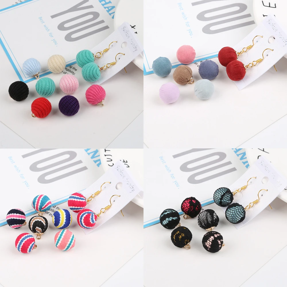 Модные сетчатые полосатые круглые бусины с тканевым покрытием Очаровательные