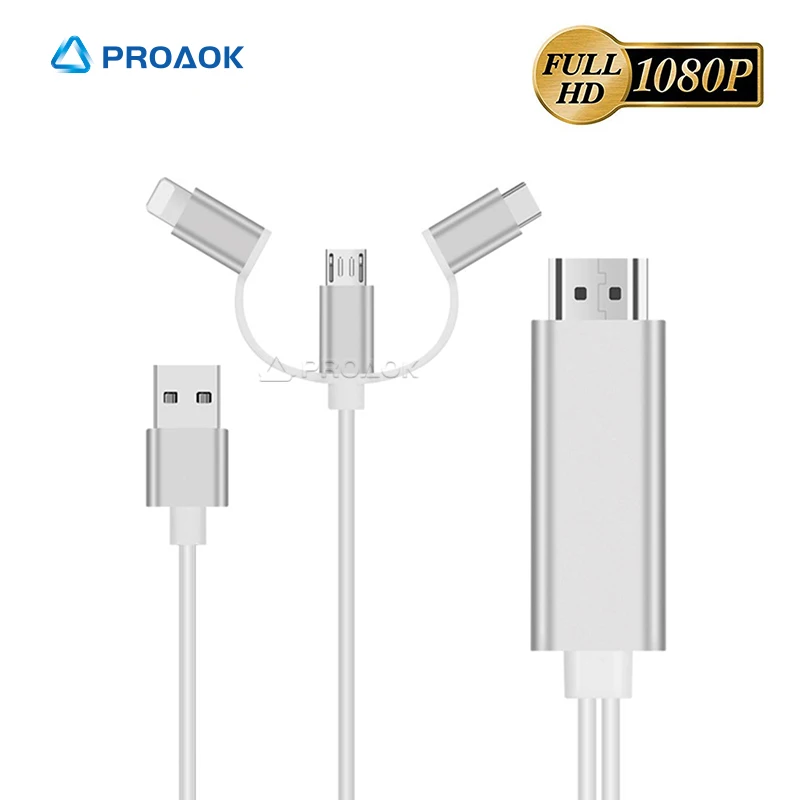 Кабель переходник с USB C на HDMI 3 в 1 для Lightning Micro Type 2K HDTV|Кабели HDMI| |