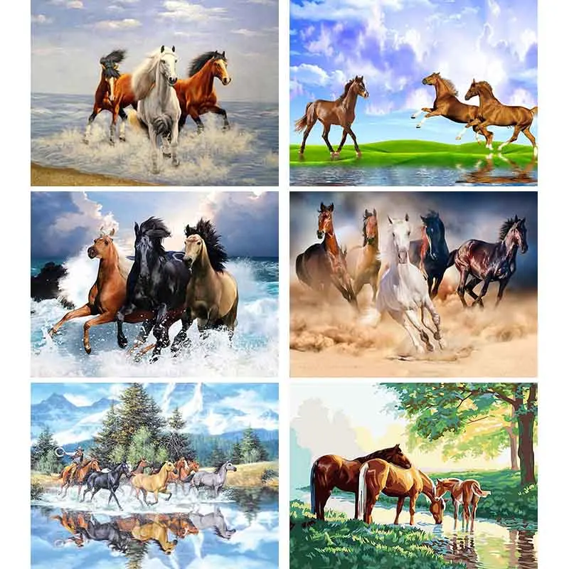

DIY 5D Full Drill Round Diamond Diamond Painting Horse Animal Diamond Embroidery Plain Sea Cross Stitch Rhinestone Mosaic M30