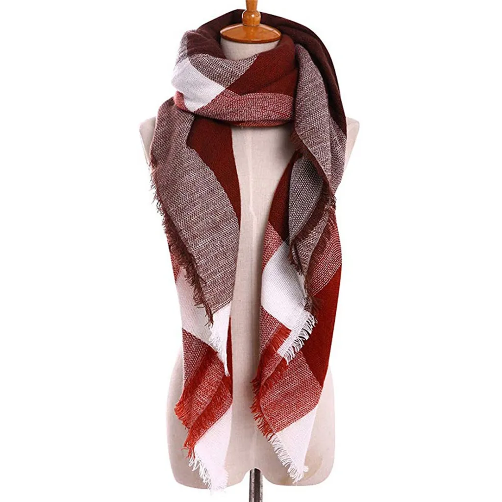 SAGACE женский осенне-зимний шарф с кисточками в клетку теплый шаль шарфы теплые