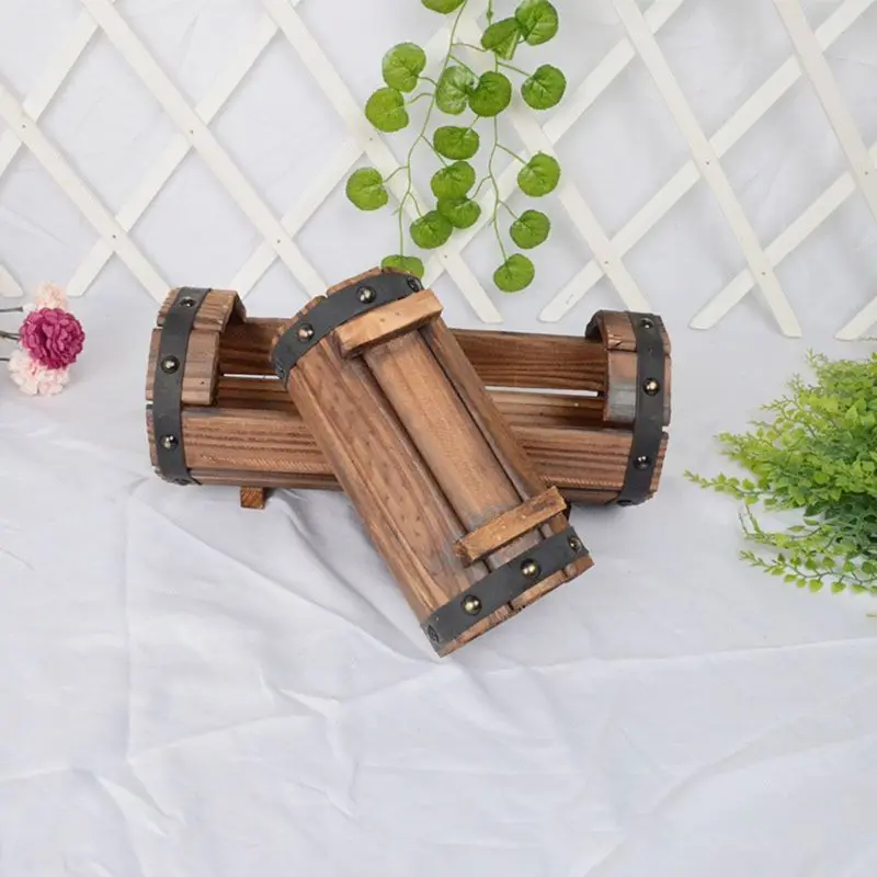

Carbonized Wooden Flower Pot Succulent Plant Potted Planter Outdoor Garden Decor