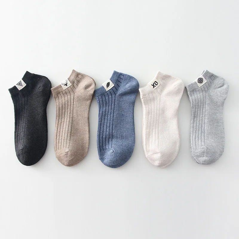 10 штук = 5 пар, Для мужчин Носки летние тонкие однотонные коттоновые носки Носки короткие новые стандартная ткань Для Мужчин's Носки носки-баш...