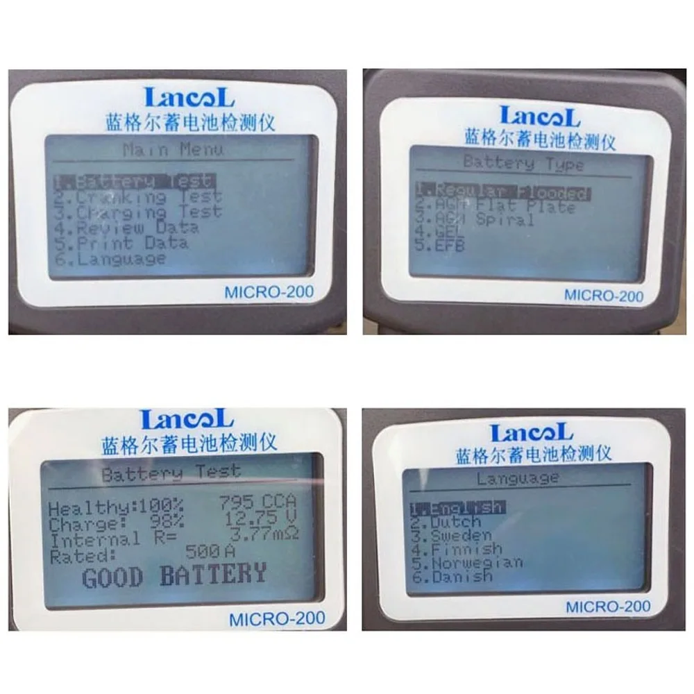 Многоязычная версия MICRO-200 автомобильный аккумулятор цифровой анализатор CCA