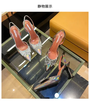 

Sandals Women Pointed Clear Crystal Cup High Heel Stilettos Sexy Pumps Summer Shoes Peep Toe Women Pumps Size 34-42