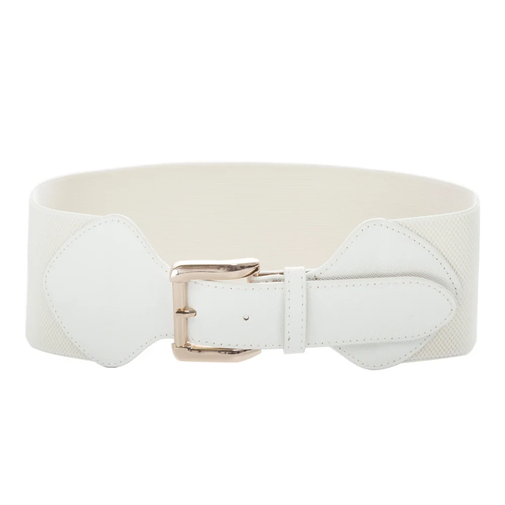 

Vintage Womens 7.5cm Metal Buckle Leather Stretchy Elastic Waist Belt Waistband