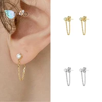 925 silver needle crystal zircon pendant chain stud earrings for women gold silver stud earrings wedding party fashion jewelry
