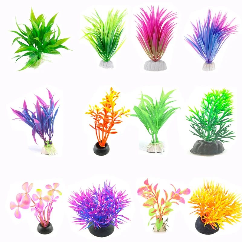 Пластиковые Manmade водное растение трава зеленая 15 см высота для аквариума