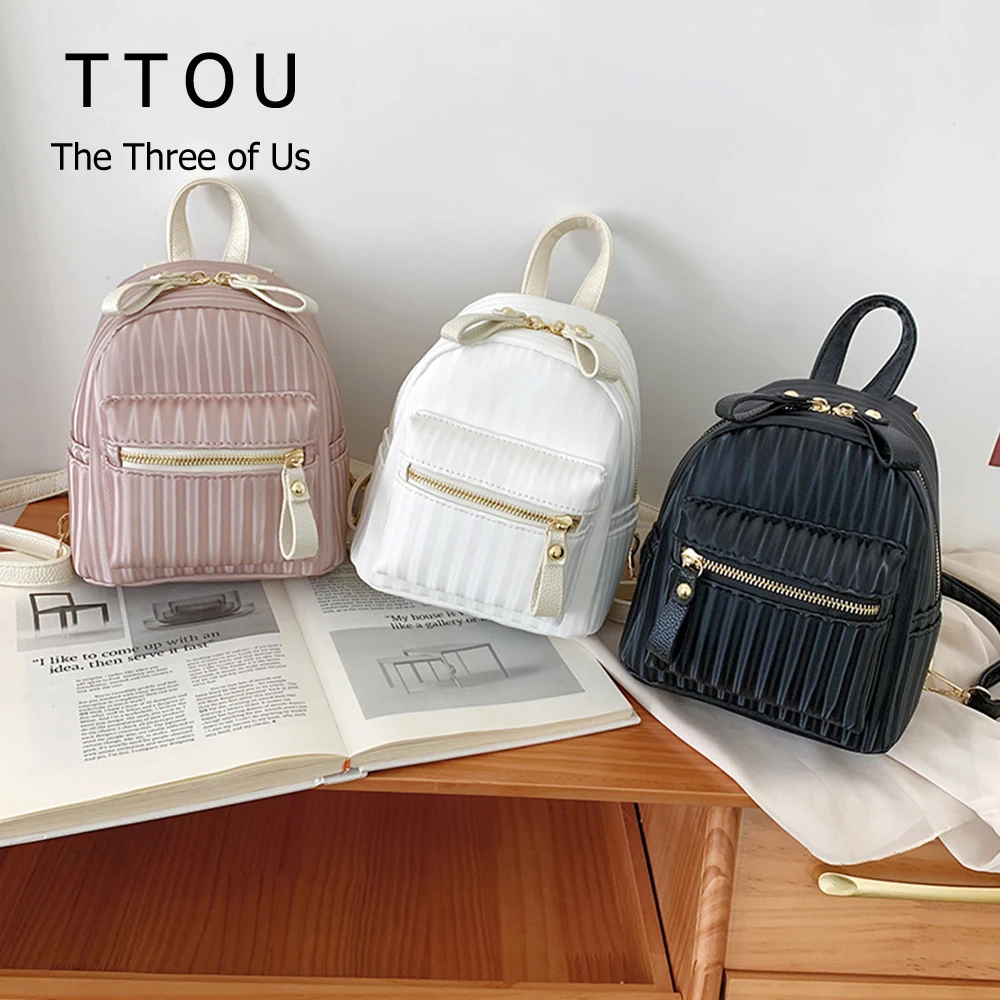

Small PU Leather Backpack For Women New Summer Fashion Cute Crossbody Bag Portable Stripe Female Bagpack Lady Shoulder Bag