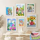 Алмазная живопись HUACAN сделай сам, картина с цветами, птицами, 5D алмазная вышивка, текст, приветствуется полноформатная мозаика, стразы, вышивка крестиком, настенное искусство