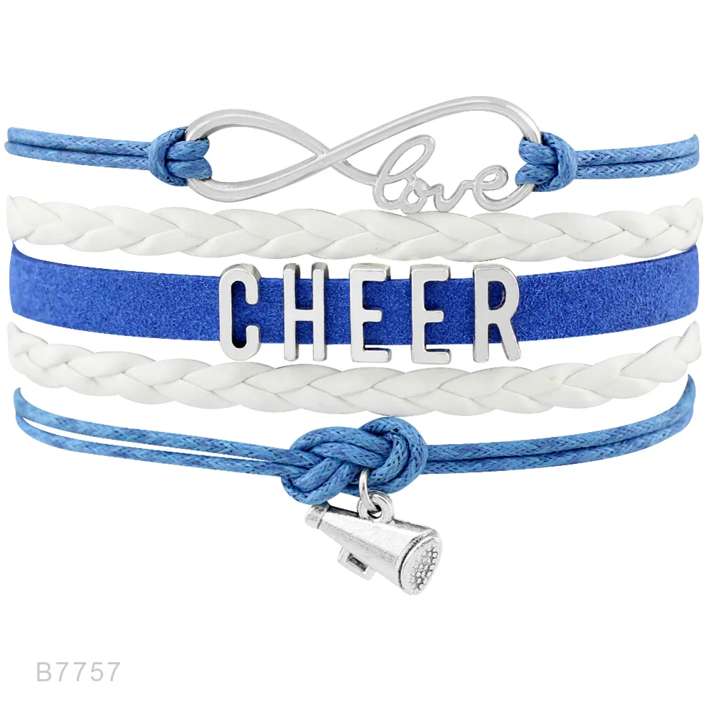Бесконечность, любовь, сердце, Мегафон, надпись Cheer MOM, болельщик, амулет команды, для девушек, кожаные браслеты для женщин - Окраска металла: B7757