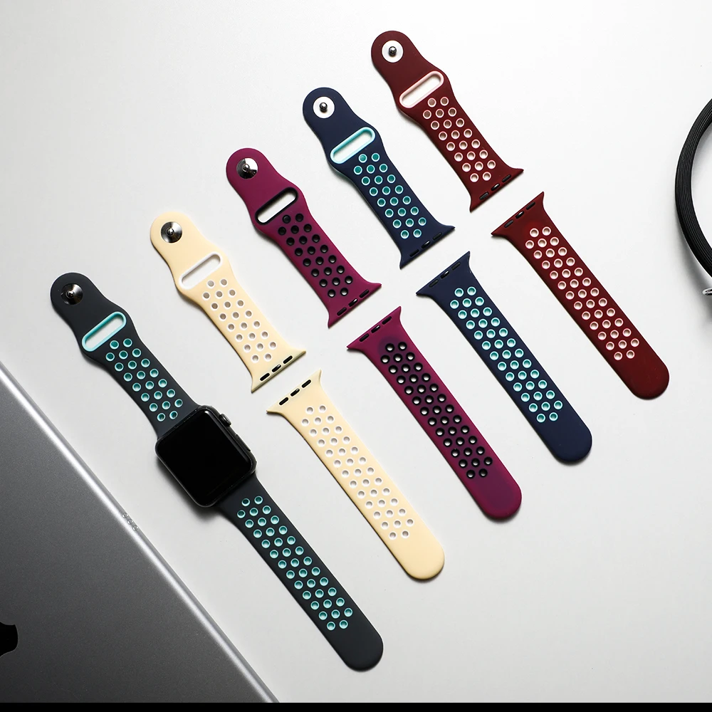 Спортивный ремешок для apple watch band 4 5 42 мм/38 мм iwatch band 44 мм/40 мм ремешок силиконовый браслет дышащий ремешок для часов серии 5 4 3 2