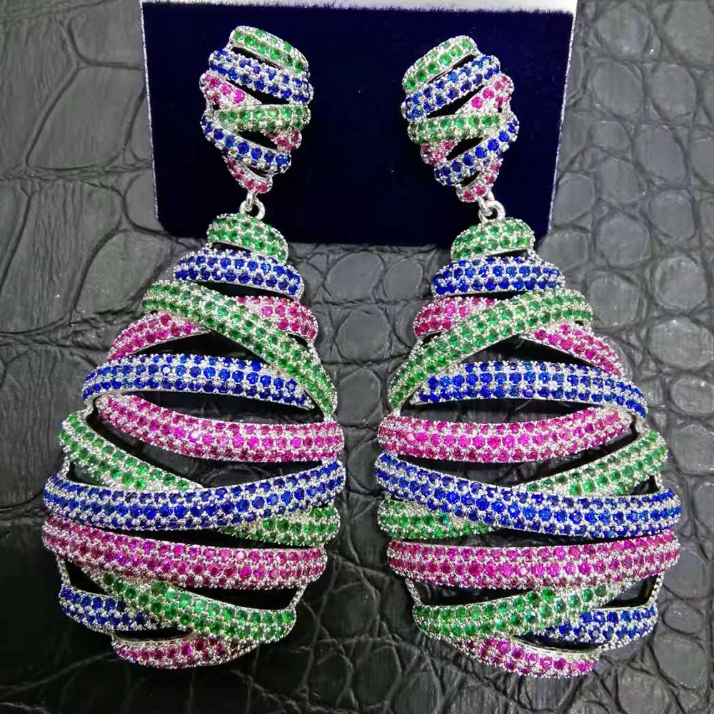 GODKI известный бренд класса люкс твист ремень трендовые длинные серьги с цирконом