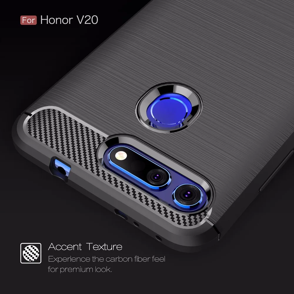 500 шт. защитный силиконовый чехол из углеродного волокна для Huawei Honor 20 Pro 20i V20 10 Lite