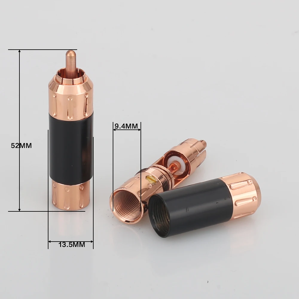 A081 Pure copper Plated RCA Audio Plug RCA Connector RCA male plug adapter Video/Audio Wire Connector Support 9mm W
